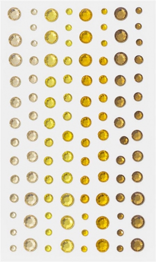 Självhäftande Rhinestones 3-6 mm - Gula - 104 st
