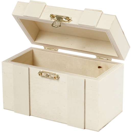 Skattkista av Trä - Ljus Natur - 12x6 cm