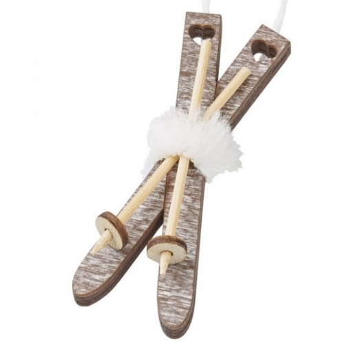 Trädekorationer Skidor - Grå - 6,5 cm - 2 st
