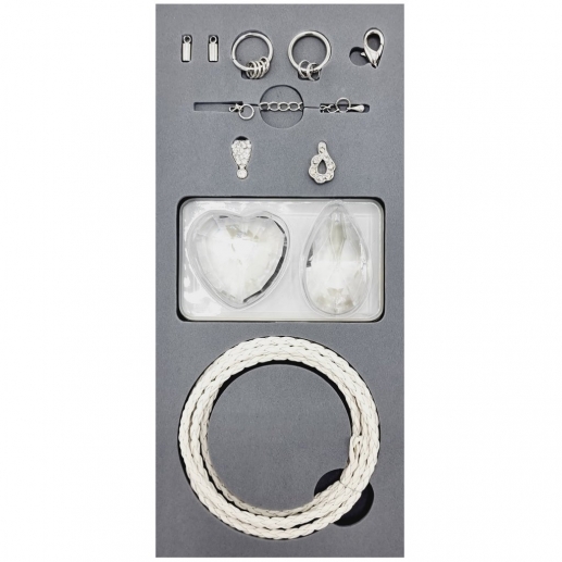 DIY Kit Halsband med Prismor av Glas - Vit