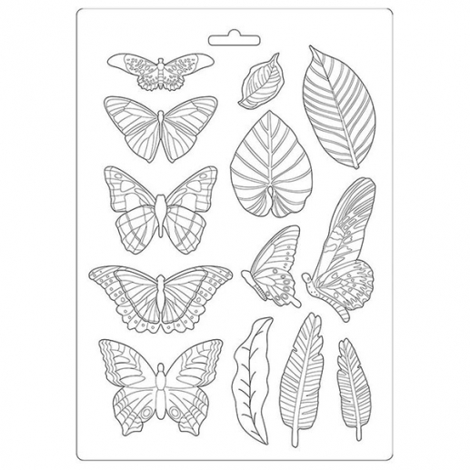 Soft Mould A4 Stamperia - Amazonia - Leaves & Butterflies