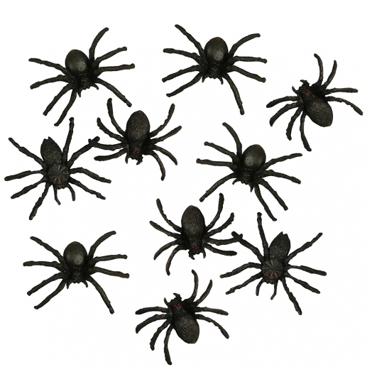 Spindlar i plast 10 st Halloween Dekoration 4 cm Halloweenpyssel Höstpyssel