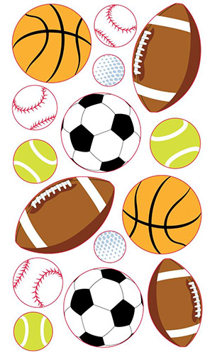 Stickers Sticko Metallic Popular Sports Balls 15 delar Klistermärken