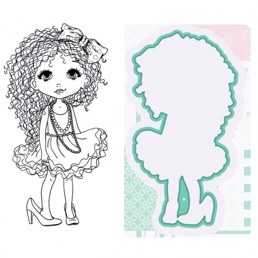 Stamp + Die set Nellie Snellen Lady Girl Clearstamps Silkonstämpel