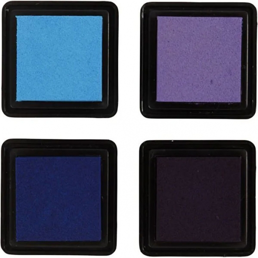 Stämpeldyna - Blå & Lila - 3,5x3,5 cm - 4 st