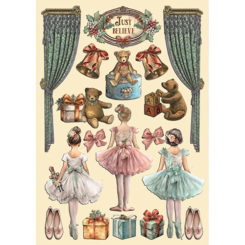 Wooden Die Cuts A5 Stamperia - Ballet and Teddy