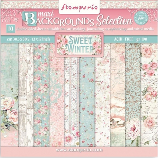 Paper Pad Stamperia - Sweet Winter Backgrounds - 8x8 Tum