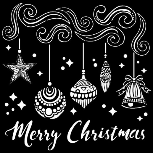 Christmas Mixed Media Thick Stencil 18x18cm Merry Christmas Bells