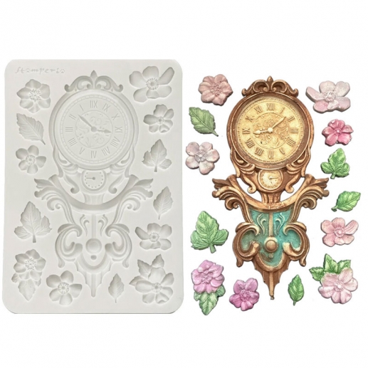 Silicon Mould A5 - Gardens of Time - Clock and Flowers