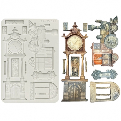 Silicon Mould A5 - Gardens of Time - Train and Longcase Clock