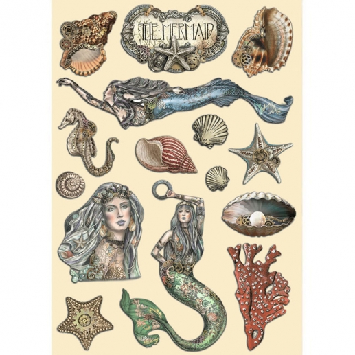 Colored Wooden Shapes A5 Stamperia - Songs of the Sea - The Mermaid