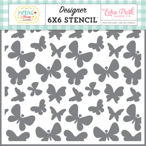 Stencil Echo Park - Spring Fling - Bouncing Butterflies - 6x6 Tum
