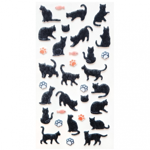 Klistermärken med kattmotiv i svart. Mjuk velvet-yta.