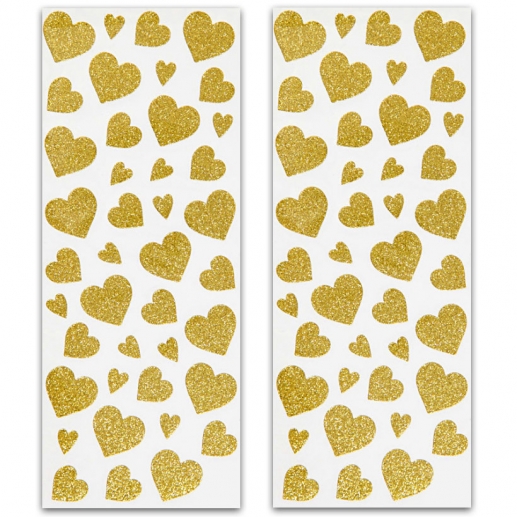 Glitterstickers 10x24 cm 84 st Guld hjärtan 2 ark Klistermärken