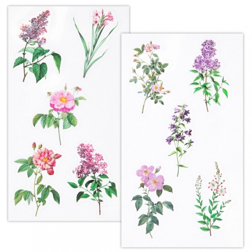 Clear Stickers - Acetate Pink And Violet Flowers - 10 st