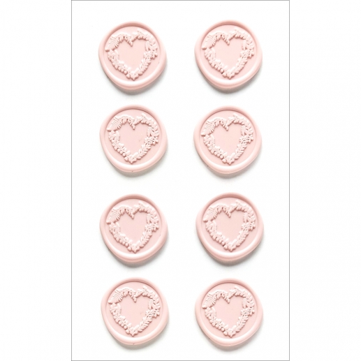 Stickers Sigill - Rosa Hjärtan Av Löv - 8 st - 25 mm