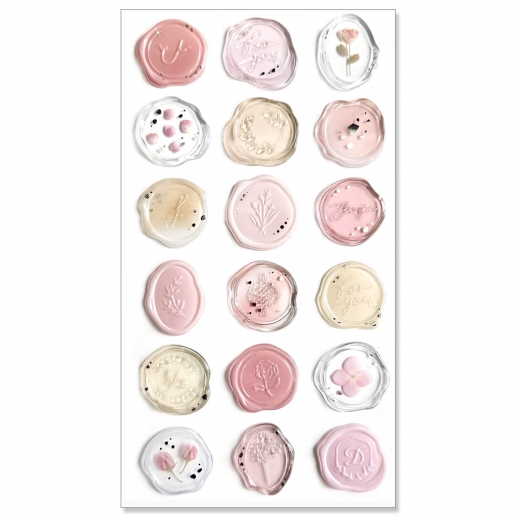 Stickers Sigill - Rosa - 18 st Runda Klistermärken - Ca 2 cm