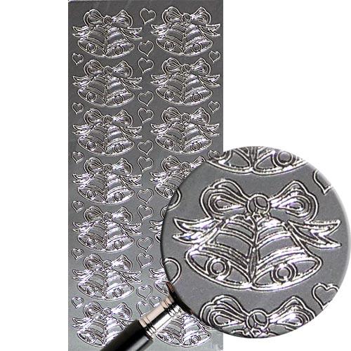 Stickers Peel Off’s - Bröllopsklockor Med Rosett - Silver