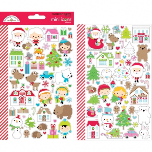 Stickers Doodlebug - Christmas Town mini icons - 2 ark
