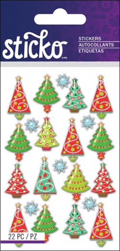 Epoxy Mini Stickers Sticko Christmas Trees 22 delar Julklistermärken
