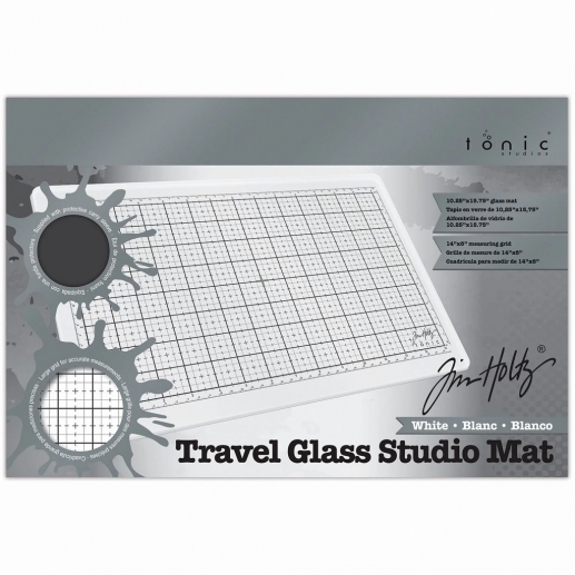 Tim Holtz Glass Media Mat Travel - 14 x 8 tum - White
