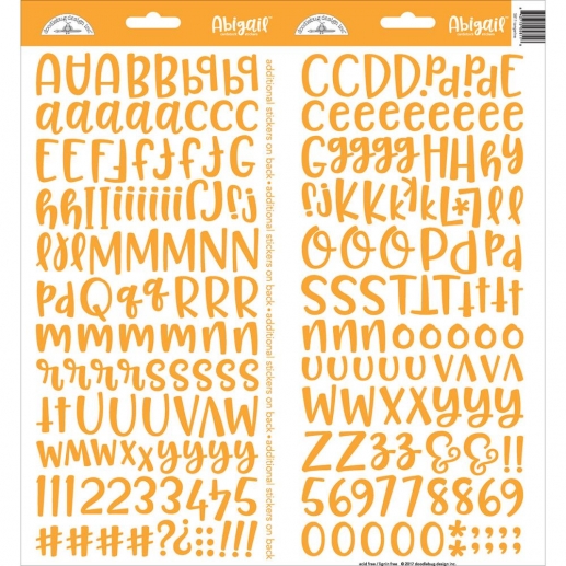 Alfabet Stickers Doodlebug Abigail Font Tangerine Klistermärken