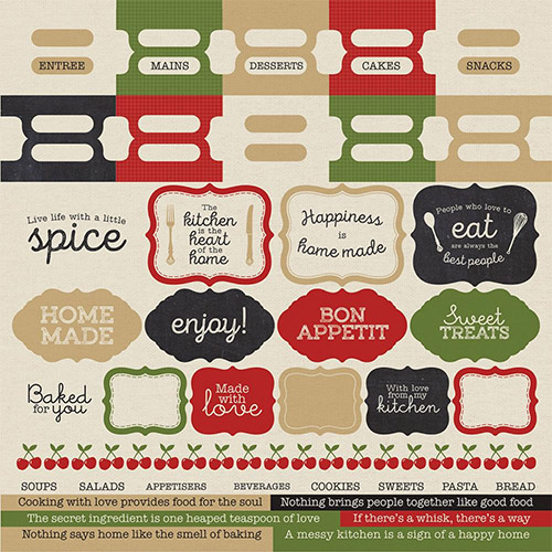 Stickers 12x12 Bon Appetit Kaisercraft Scrapbooking Papper