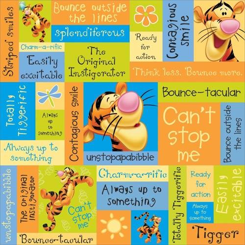 Papper Disney Tigger Phrases Mönstrade Scrapbooking