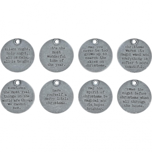 Tim Holtz Charms Quote tokens - Christmas - 8 st