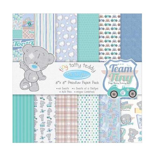 Paper Pad 8”x8” Trimcraft Tiny Tatty Teddy Boy Pappersblock 4 8 Tum