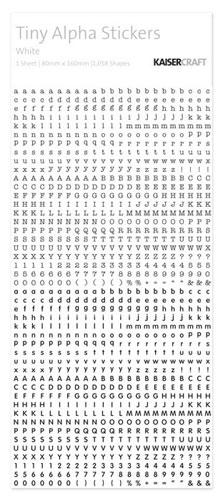 Tiny Alphabet Stickers 4x4 mm - White - 1058 st