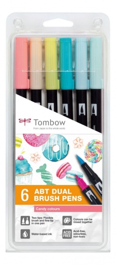 Tombow Dual Brush Pens - Candy Colors - 6 st