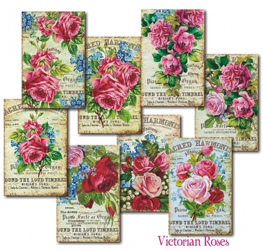 Vintage Bilder Die Cuts Victorian Roses 24 ark Pappersblock Paper Pad 4 8 Tum