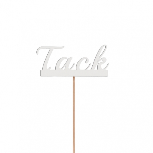 Tack - Skylt Med Pinne - Vit - 5 x 2,5 cm