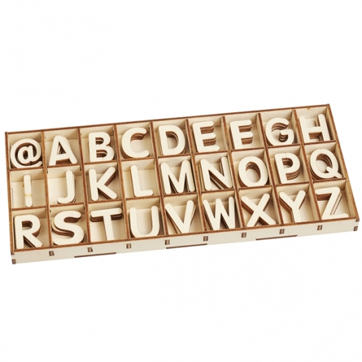 Träbokstäver A-Z - 2,8 cm - Natur - 81 st