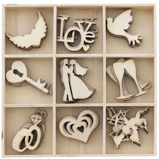 Trädekorationer - Bröllop - 45 st i låda