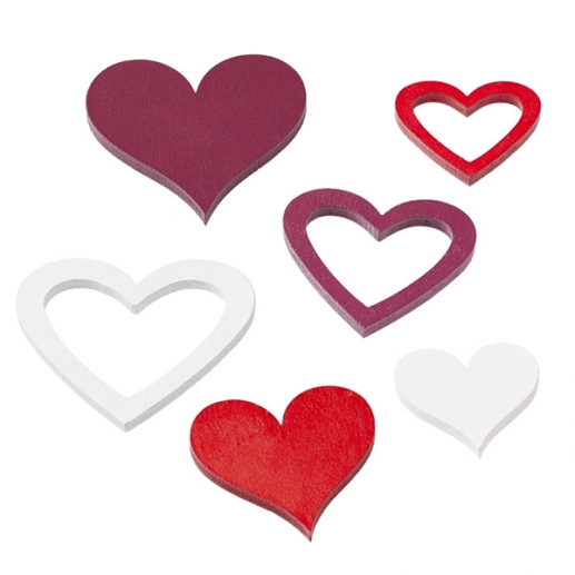 Trädekorationer Hjärtan Röd & Vit 12 st Dekoration Bröllop Kärlek