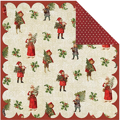 Glitterpapper My Minds Eye Vintage Christmas Tree Trimmer Julpyssel Papper