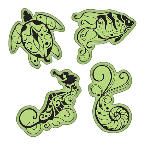 Stämpel Cling Stamp Under the Sea 4 st Inkadinkado Stämplar Uppdelat på Tillverkare