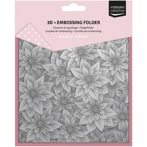 Embossing Folder 3D - 15x15 cm - Christmas Rose - Vaessen