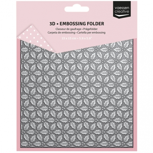 Embossing Folder 3D - 15x15 cm - Holly Leaves - Vaessen