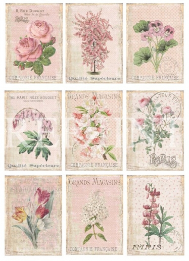 Vintage Foton A4 Reprint Flower Mönstrade Papper