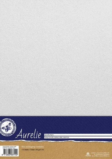 Kartong A4 Vintage Metallic Nostalgic White 10 ark 250 gr Pärlemorpapper Metallpapper