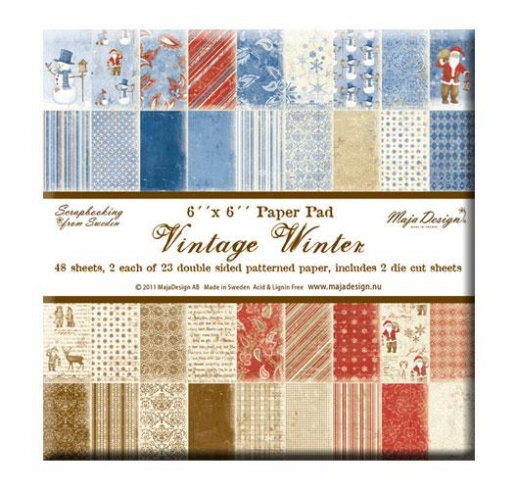 Paper Pad 48 ark Maja Design 6”x6” Vintage Winter Pappersblock 4 8 Tum