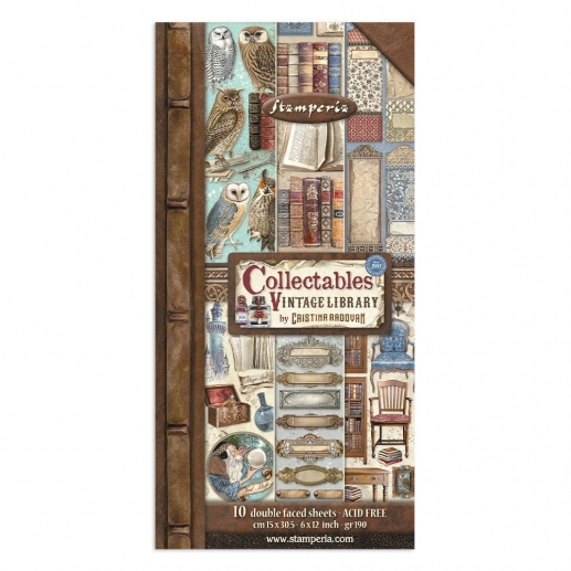 Stamperia Collectables 15x30 cm - Vintage Library - 10 ark