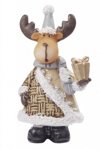 Polyresin Figur Vinter Älg 5,5 cm Nissedörr