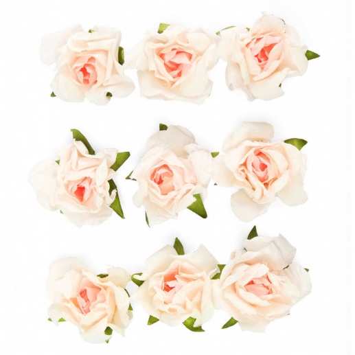 Pappersrosor För Pyssel - 40 mm - Rosa / Vit - 9 st