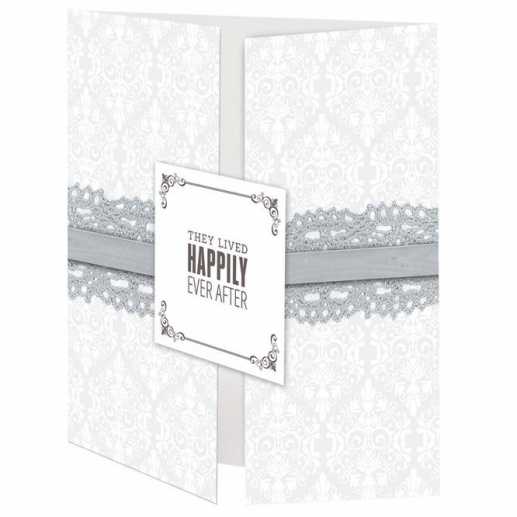 Bröllopskort med kuvert 25-pack 6"x6" White Damask Gatefold Papermania Kort