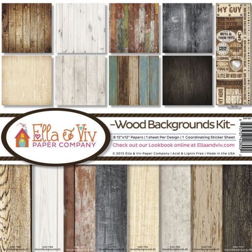Paper Kit 12x12 Ella & Viv Wood Backgrounds