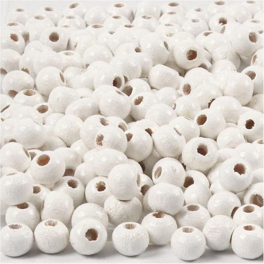 Träpärlor - 5 mm - Vit - 6 g - ca 150 st